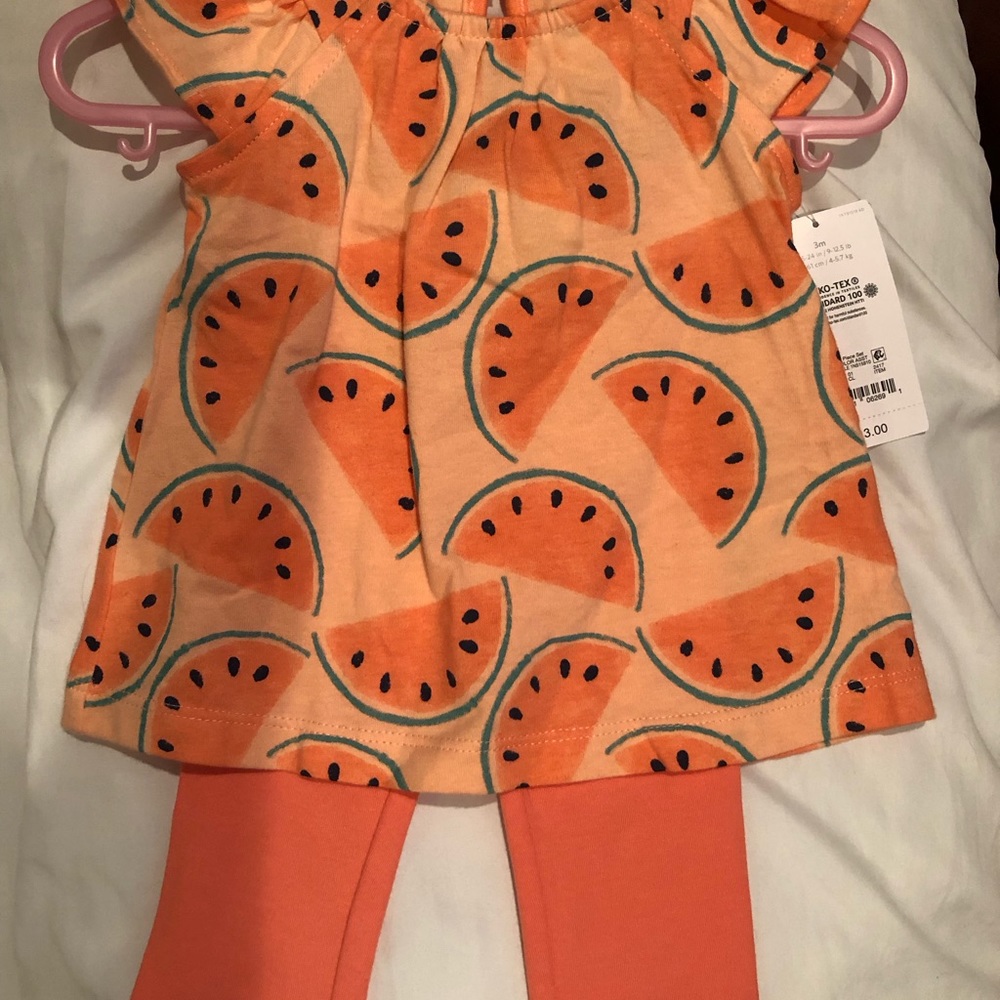 2pc NWT carters/ New impressions from Macy’s watermelon outfit 3mo